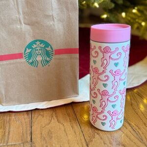 Starbucks x Roller Rabbit 16oz Pink and White Tumbler NWT limited release!
